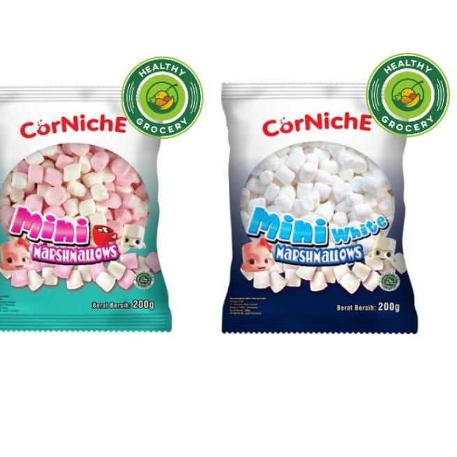 

PUJ207 CORNICHE Halal Mini Marshmallow Permen 200gr / Snow White / Pink White / Marshmellow / Mallow / Cornichi / Kornichi / Murah ||