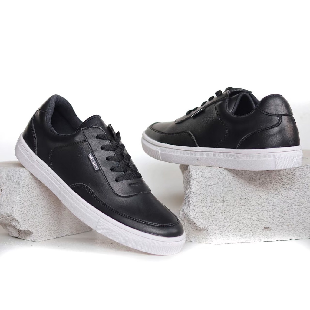 BARKLEY X Sepatu Formal Pria Sneakers Casual Kerja Sekolah Hitam Kulit Asli Original Fashion Trandy 2023