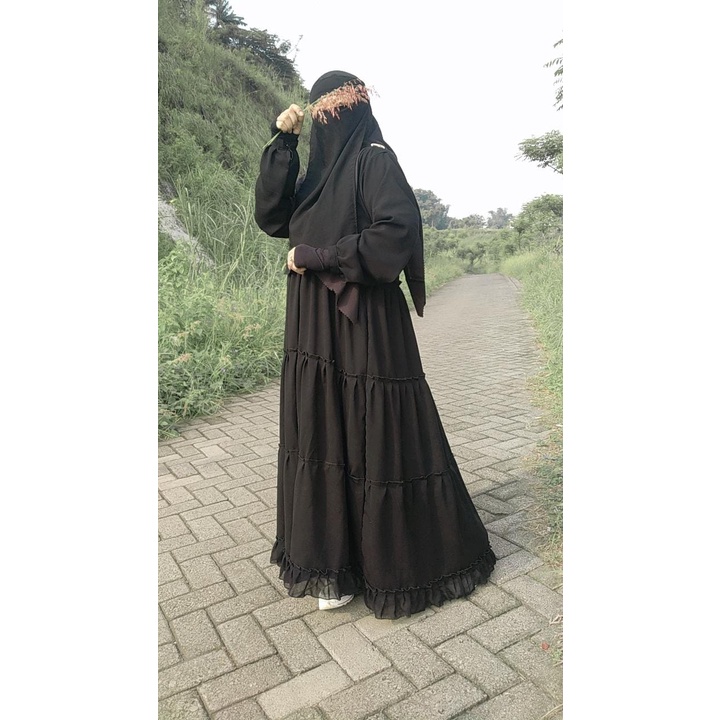 Gamis Abaya Arab Canda Rempel Sifon Jetblack Busui Terbaru Paling Dicari Ukuran Dewasa