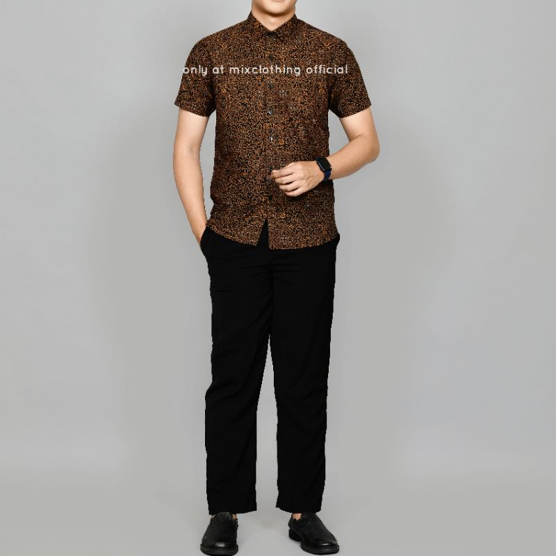 Baju Batik Pria Slimfit Kemeja Lengan Pendek Slim Premium Kode 2021