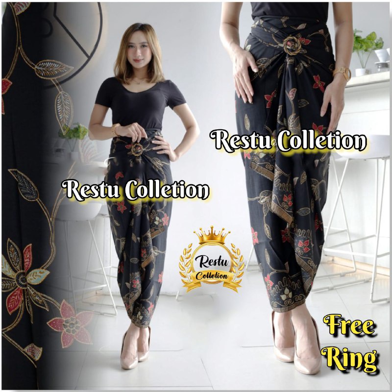 {COD} Rok Kain Lilit Motif Batik Wanita Bawahan Kebaya Wisuda Kondangan Instan Songket Wrap Skirt Bahan Premium Gratis Ring