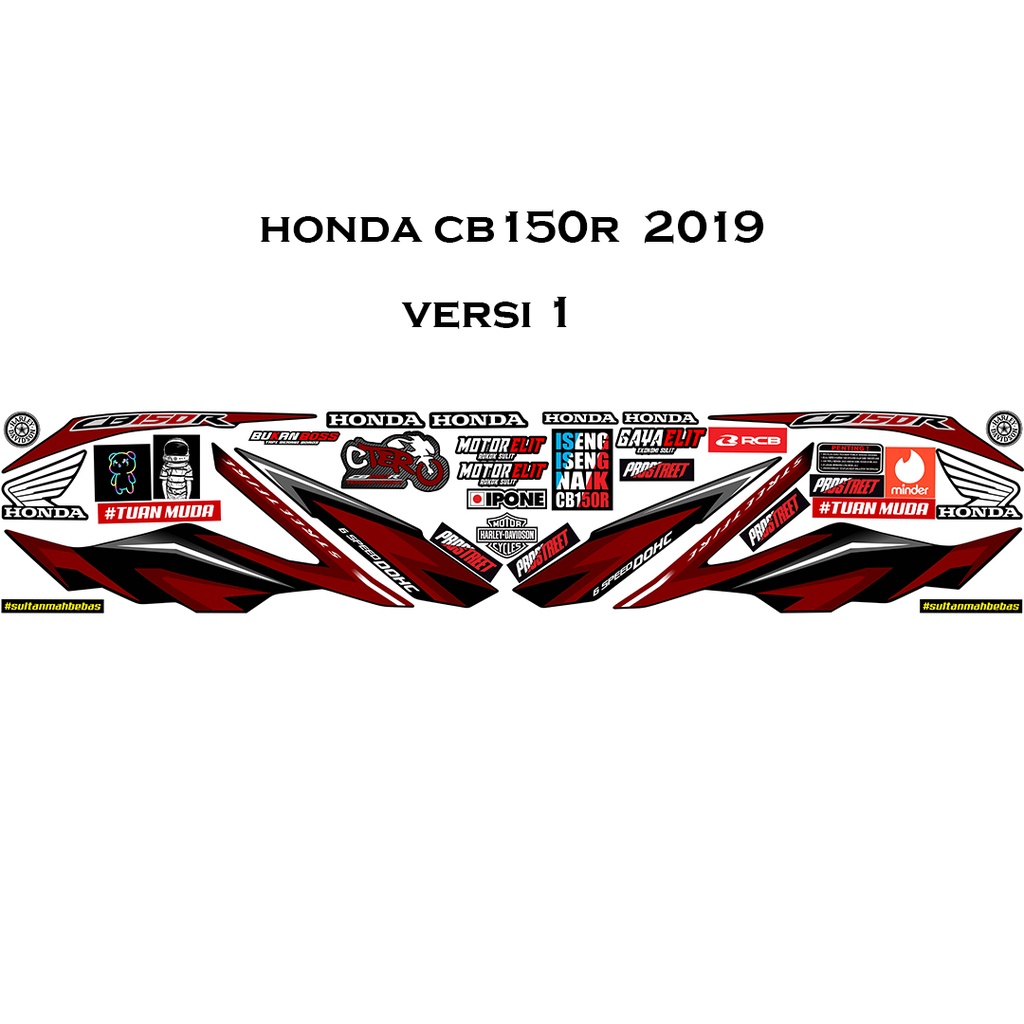 stiker striping honda CB150R 2019 warna merah maroon
