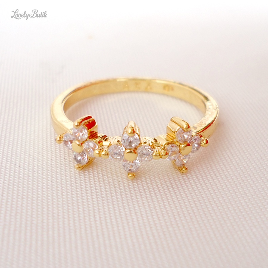 Cincin Xuping Anti Karat Non1 Cincin Wanita Remaja Korea Terbaru Model Permata Bunga Mewah - Lovelybutik