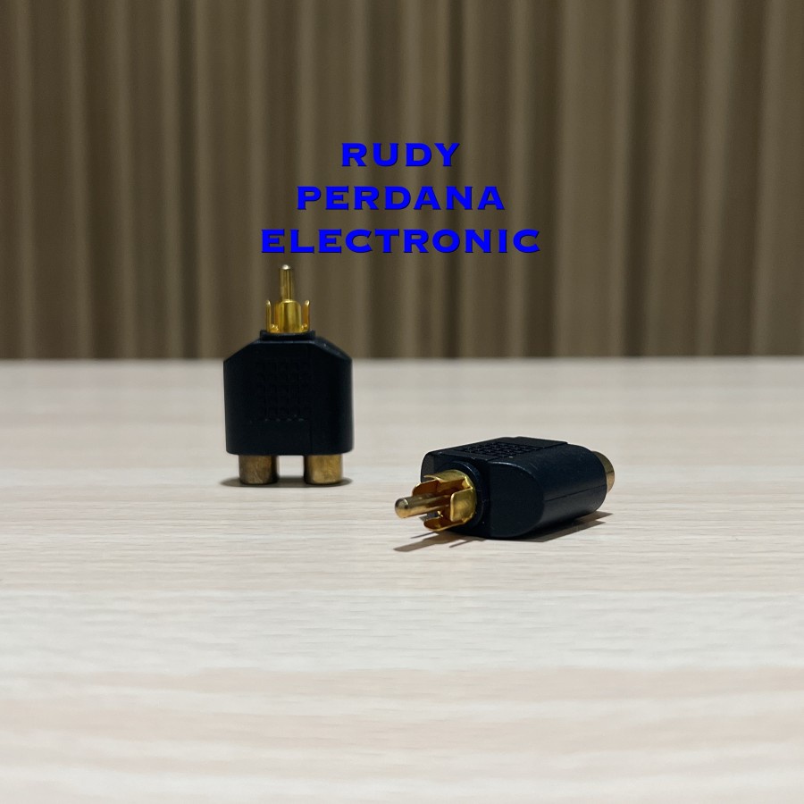 SAMBUNGAN T 2 SOCKET SOKET RCA TO JACK JEK RCA GOLD EMAS PVC PLASTIK