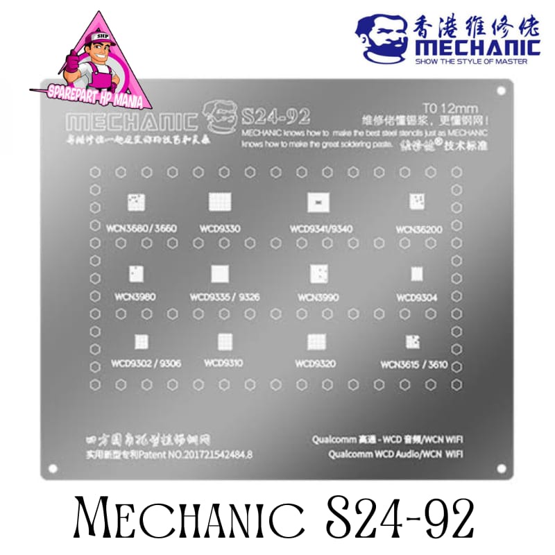 PLAT CETAKAN IC MECHANIC S24-92 WCD3680 WCD9330 WCN3980 WCN3990 ORIGINAL
