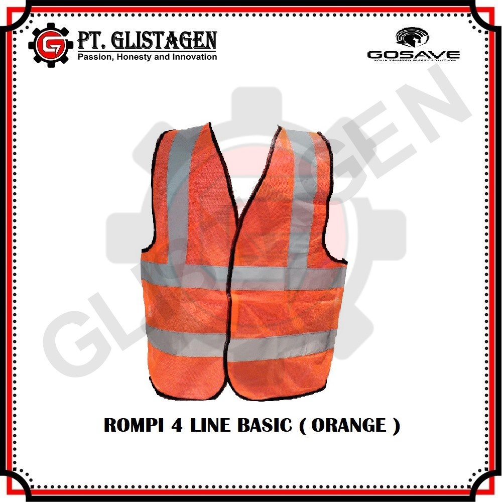 Rompi Safety Proyek Polyster 4 Line BASIC Gosave HIJAU &amp; ORANGE