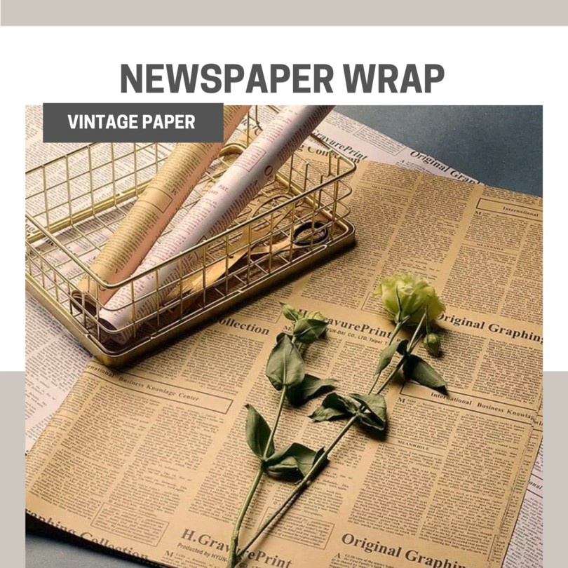 

cellophane Gratis Packing Aman Uang Kembali Flower wrap Isi 4 Kertas kado kraft vintage koran newspaper motif korea magazine flower wrapping alas properti background