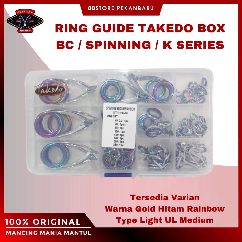 88storepekanbaru ring guide joran takedo box rainbow k spinning/bc/medium/ul/light