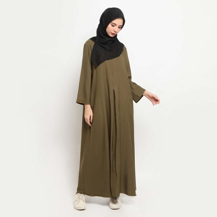 PROMO ABAYA POLOS HITAM ARAB SAUDI BAJU UMROH WANITA TERBARU GAMIS ABAYA - HIJAU ARMY, S TERBARU KEK