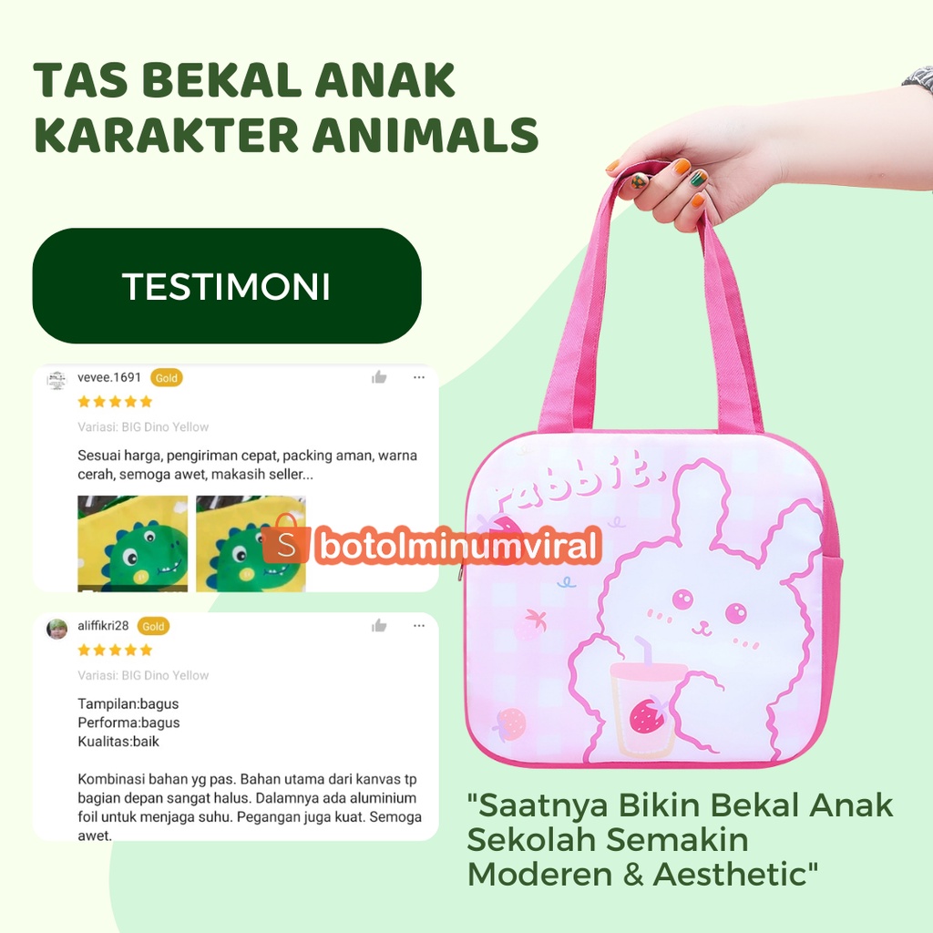 Tas Bekal Makan Anak Karakter Besar Tahan Panas Dingin Lapisan Foil
