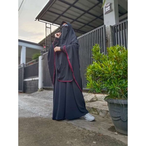 Gamis syari wolfis wolpeach set Khimar cadar murah