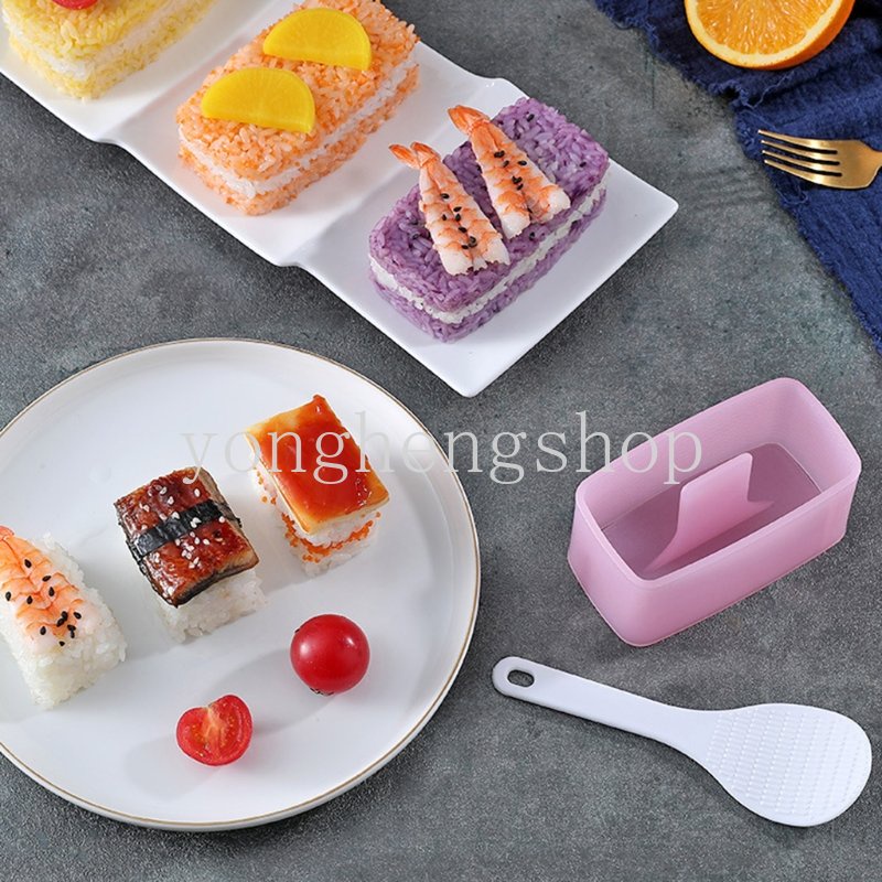 Cetakan Sushi / Onigiri / Bola Nasi / Bento Bentuk Persegi Panjang Multi layer Gaya Jepang DIY