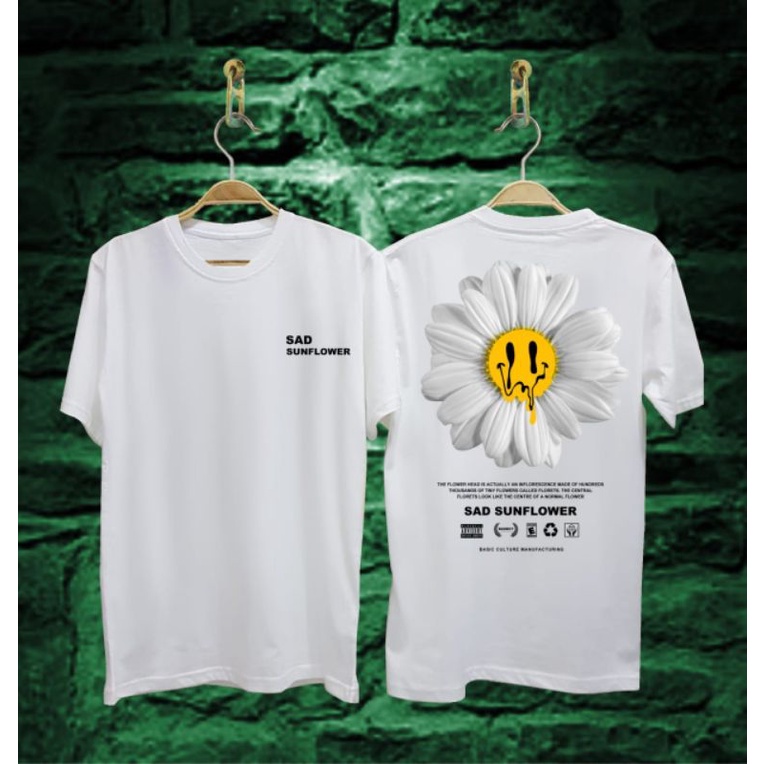 Baju kaos sad sunflower / baju kaos bunga matahari / kaos bunga pria / kaos distro pendek bunga mata
