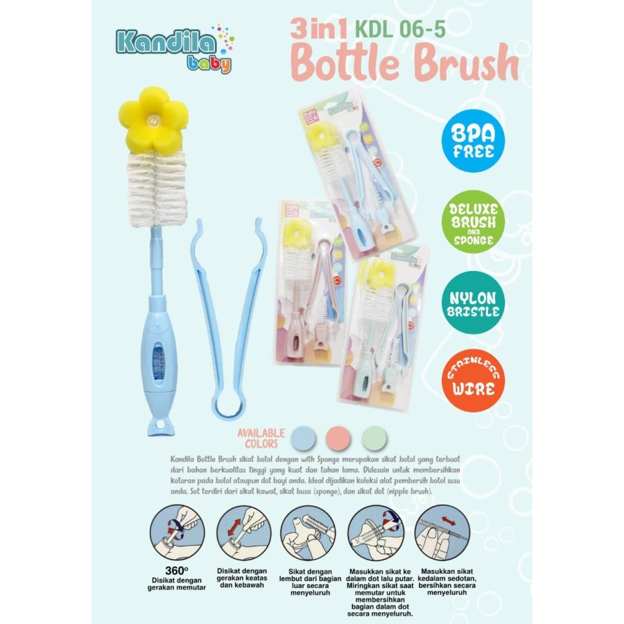 Kandila Bottle Brush 3 in 1 Sikat Botol