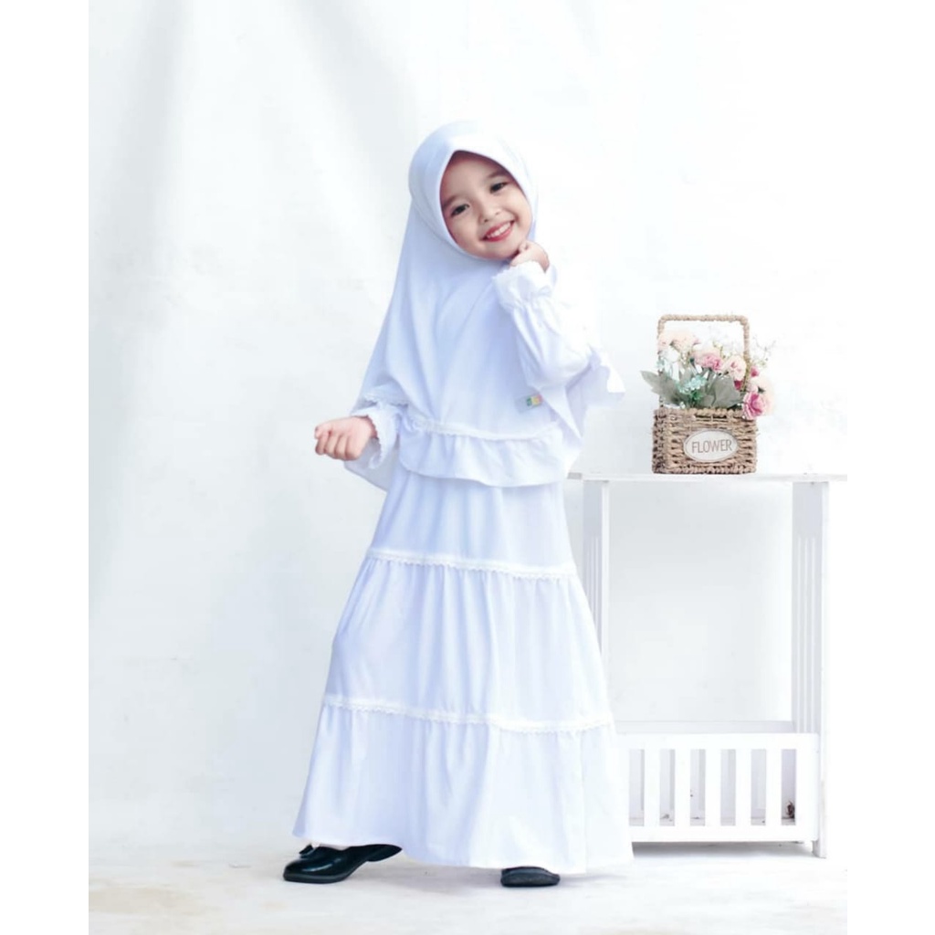 Gamis Anak Warna Putih Anak 1-10 Tahun Gamis Manasik Anak Putih Set Jilbab Gamis Putih Anak  Perempuan Umur 11 12 Tahun Tanggung Remaja Baju Gamis Muslim Anak Gamis Anak Perempuan Gamis Putih Manasik Haji Anak