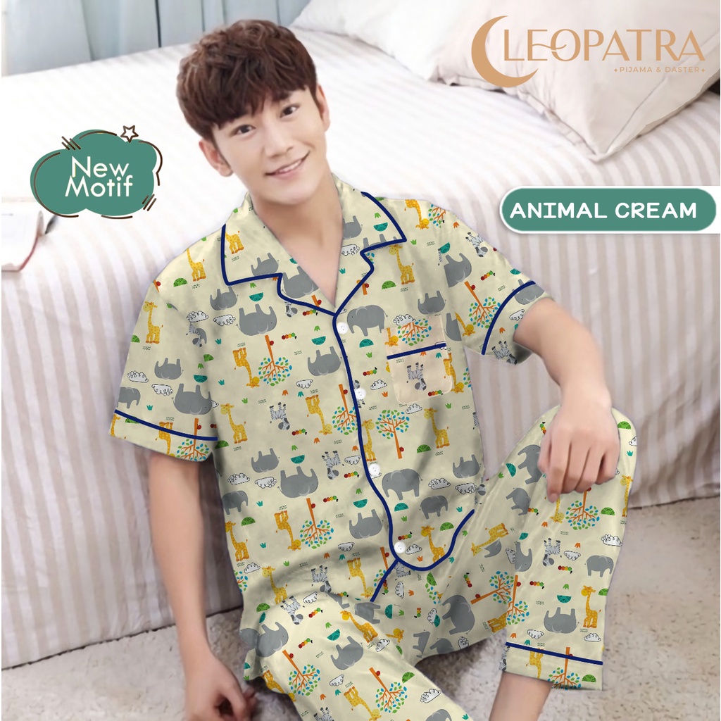 Cleopatra Piyama Remaja Dewasa Pria (Size L) Baju Tidur Motif Karakter Celana Panjang Lengan Pendek