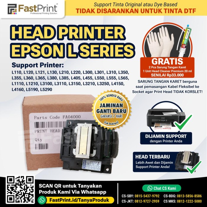 TERBARU Print Head Printer Original Epson L120 L130 L220 L300 L310 L360 L365