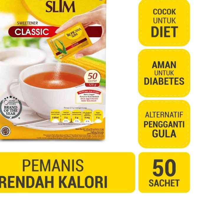 

COD✔️ ✔️Tropicana Slim Sweetener Classic 50 Sachet - Pemanis untuk Bantu Batasi Gula