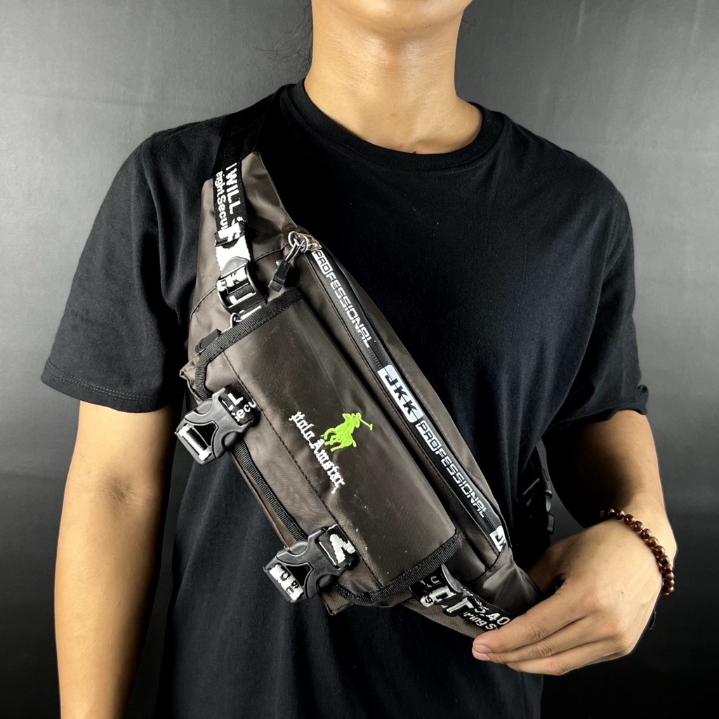 Waistbag Pria Terbaru Bahan Parasut Original Polo Amstar Tas Pinggang Tas Selempang Bahu Tas Selempang Dada