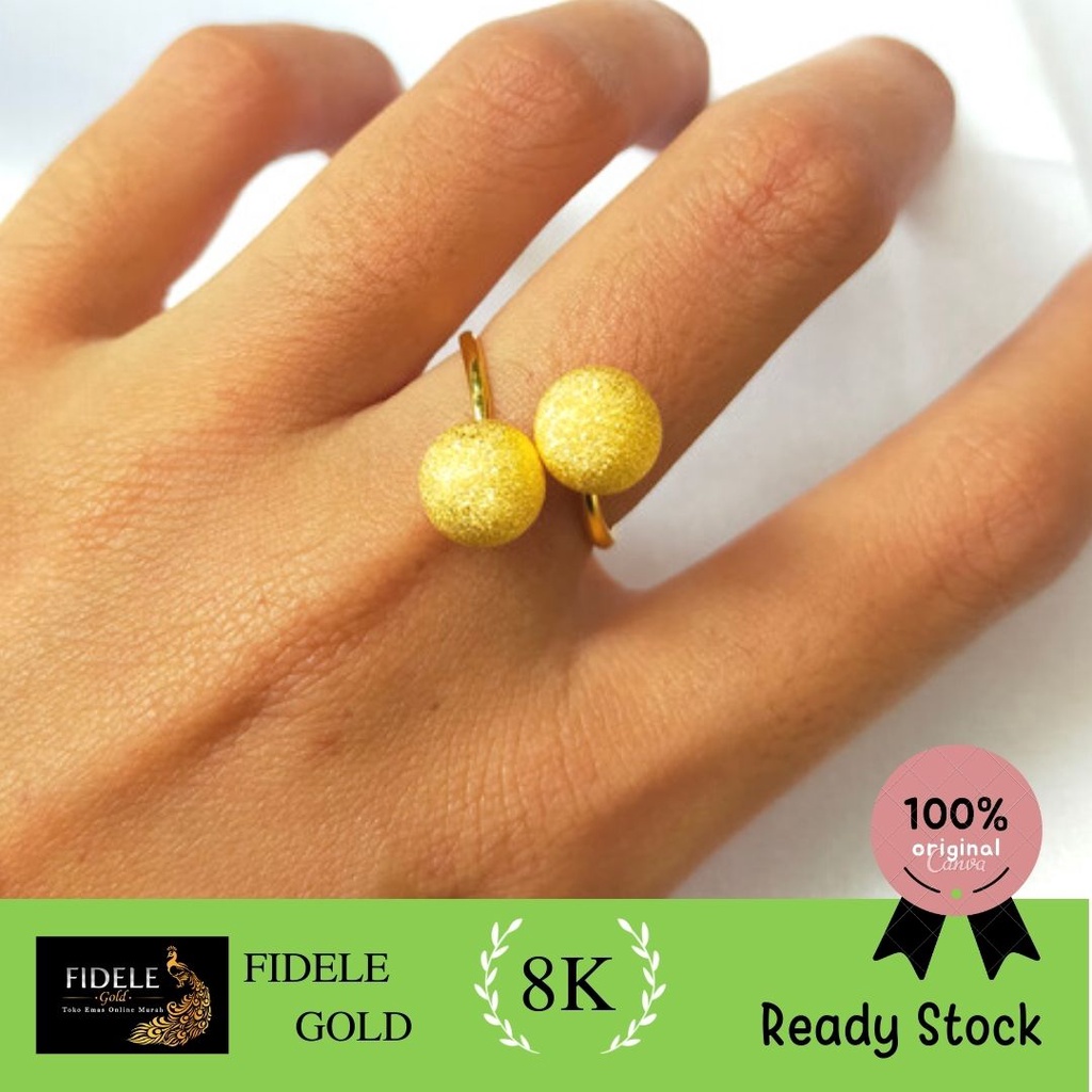 Cincin Bola Doff Spiral Cincin Boba Cincin Bola Pasir Emas 375
