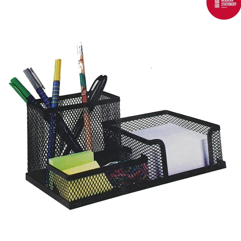 

BISA ✨COD✨ Memo/Desk/Stationery/ATK Organizer/Holder/Stand 3 Sekat V-TEC HITAM murah