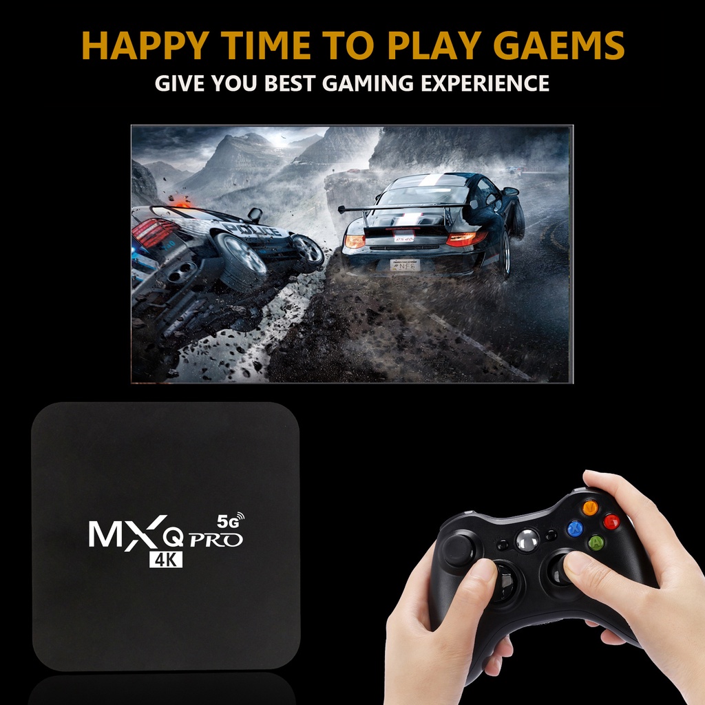 Android TV Box MXQ Pro 4G RAM+64G ROM Network Set-Top Box 3D 4K Android Smart TV Box 5G WiFi Home Remote Control Media Player Set Top Box