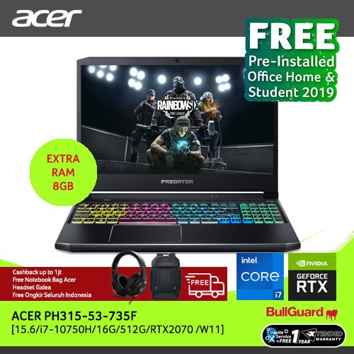 (Free Acer Galea 350 & Ugrade RAM 8GB) ACER PREDATOR HELIOS 300 PH315-53-735F [15,6"/INTEL i7-10750H