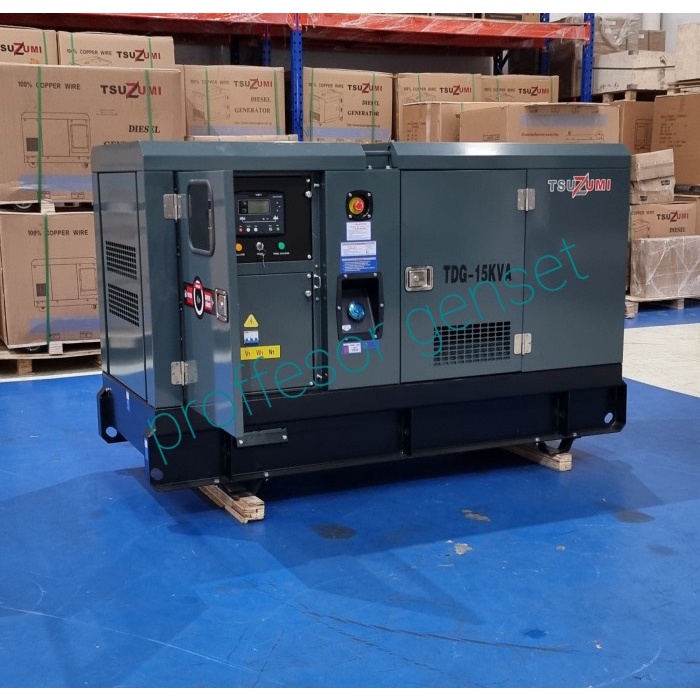 Genset Silent 15 kva 3 phase TSUZUMI Army Model TDG 15 KVA