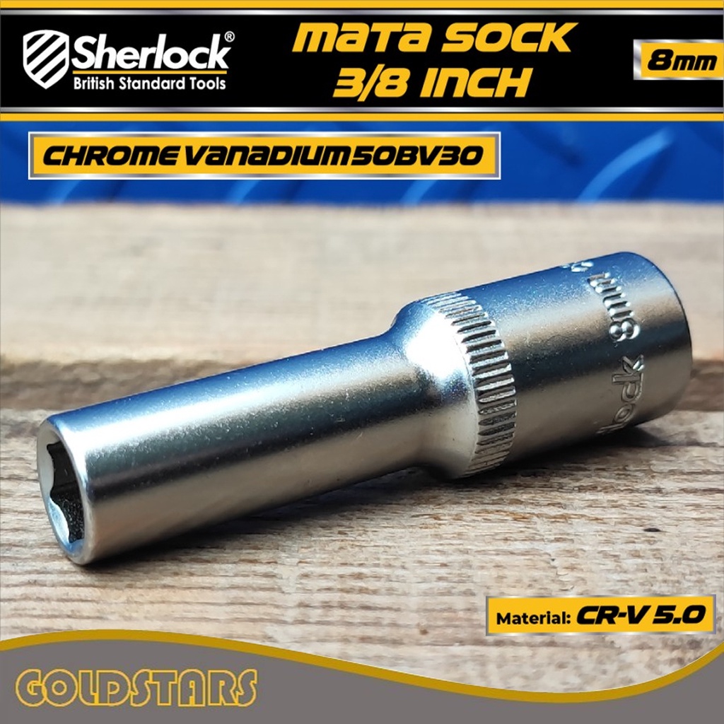 Mata Sock Panjang 3/8&quot; Drive 6 PT/ Deep Wall Socket 6 PT Original Sherlock 8 mm