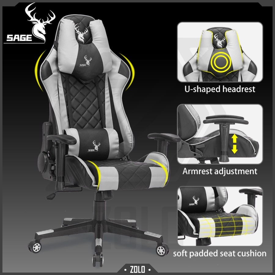 Kursi Gaming Sage SG3 Sandaran 180 Derajat / SG 3 Sage Gaming Chair Premium Quality