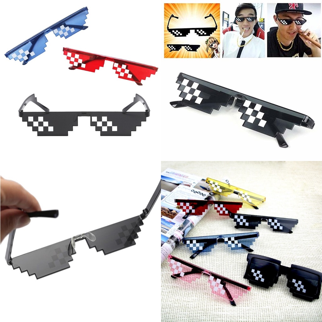 Kacamata Unik Model Pixel Minecraft Mosaics Thug Life - W0124