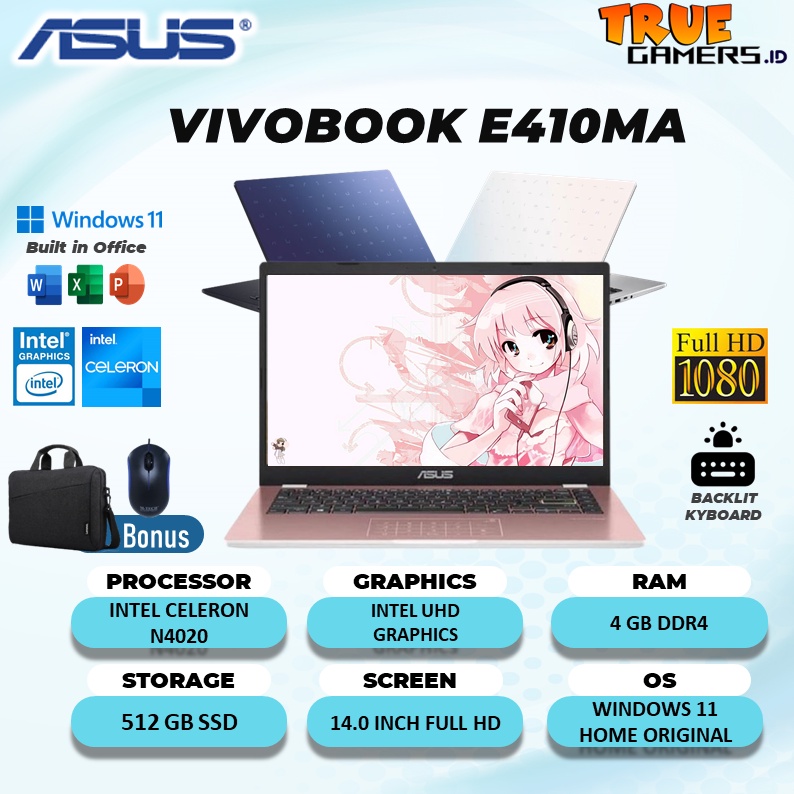 Lapop Asus Vivobook E410MA 4GB 512ssd W11 1YR 14.0 Full HD