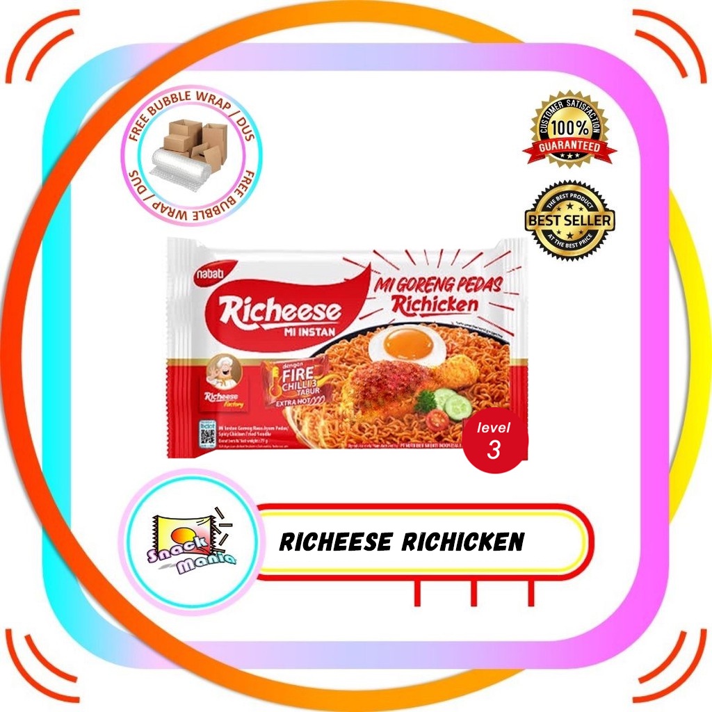 Richeese Richicken Mie Goreng Ayam Pedas Level 3 77 gr Chicken Noodles