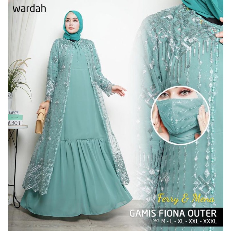 Permata Olshop / Gamis Viona Outer FM / Kebaya Gamis Modern / Gamis Pesta Mewah / Gamis Brukat Tulle Bordir / Gamis Kondangan / Kebaya Gamis Jumbo Ld 130