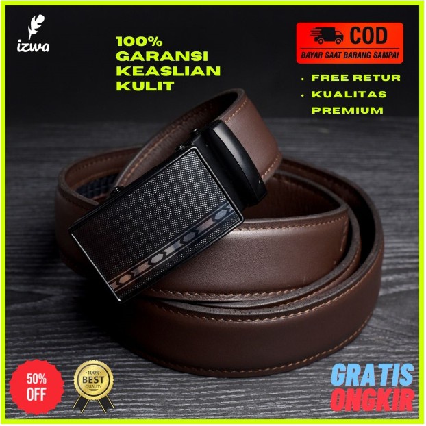 [Kulit Asli 100%] Ikat Pinggang Kulit Model Rel | Sabuk Pria Kulit Asli Rel | Sabuk Kulit Garut