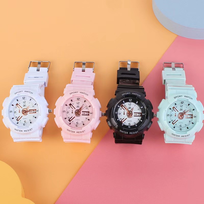 Jam Tangan Wanita Sport Watch Analog Strap Rubber Korean Fashion