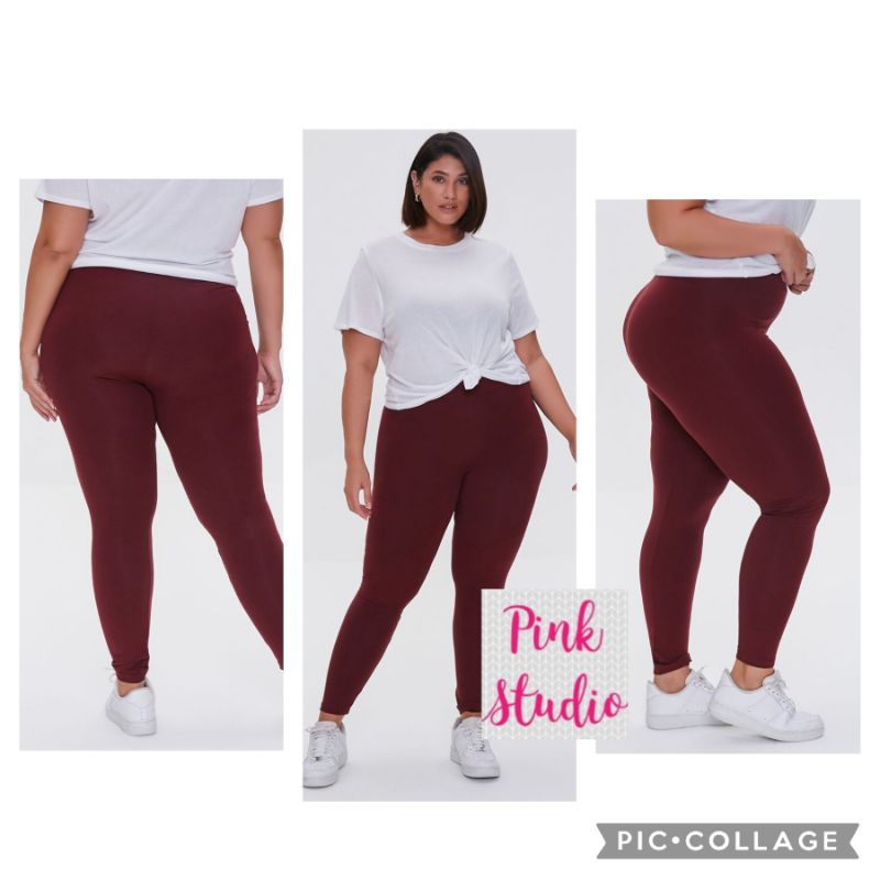 BIG SIZE - Legging F21 Wanita Jumbo 2XL Maroon Katun Forever 21 Besar