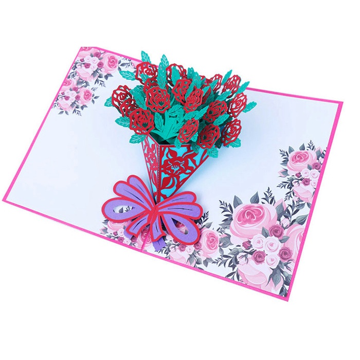 

Card Kartu Ucapan 3D 4D Card Kembang Bunga Flower Bucket Cantik Birthday