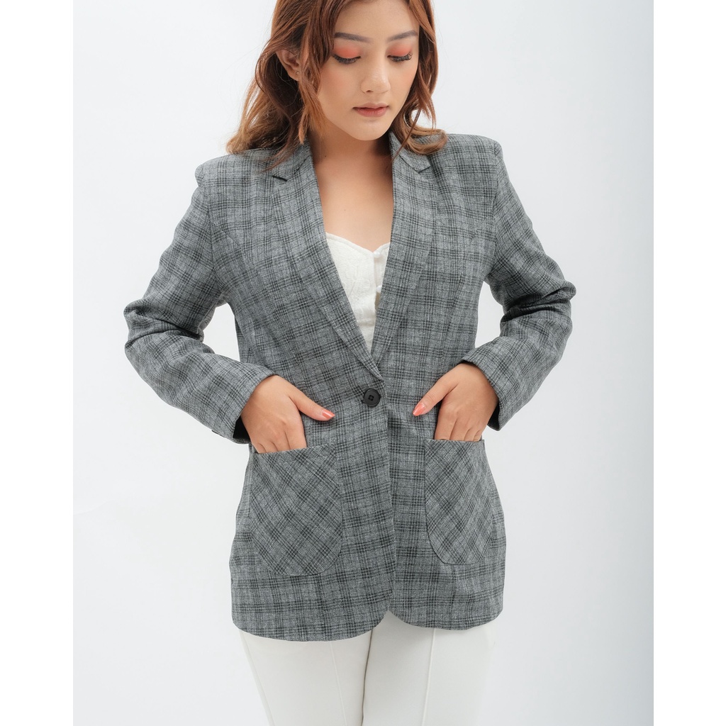 BLAZER WANITA KOTAK-KOTAK - BLAZER WANITA - B8 - BOLDEN