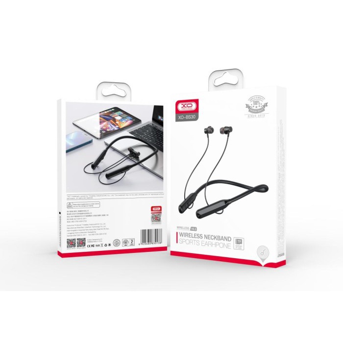 headset bluetooth XO Sport Neckband Magnetic Bluetooth Earphone Headset w/Micro SD BS30 - Hitam(J5Z0