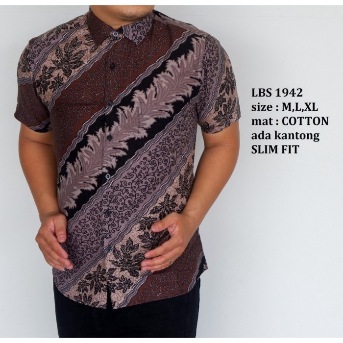 Baju Batik Pria Slimfit Kemeja Lengan Pendek Slim Fit LBS 1942