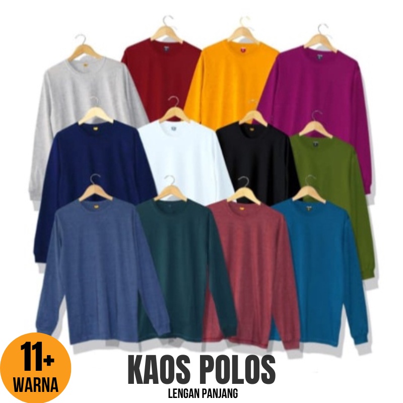 KAOS POLOS - Kaos Polos Lengan Panjang Cotton Combed Premium - Kaos Lengan Panjang Pria Wanita ROUND NECK REGULER FIT