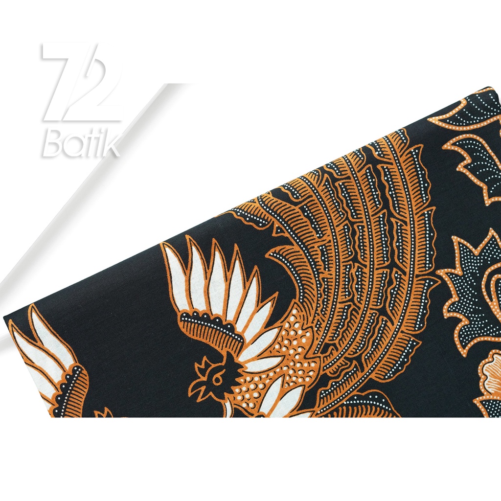 KAIN BATIK PREMIUM Bahan Katun Motif Burung Kembar Hitam 722786 Cap 72 Jarik Jarit Samping Kebat Panjang Batik Katun Modern Premium Bahan Seragam Batik Pernikahan Kantor Keluarga Murah Kamen Jadi Batik Bali Lembaran