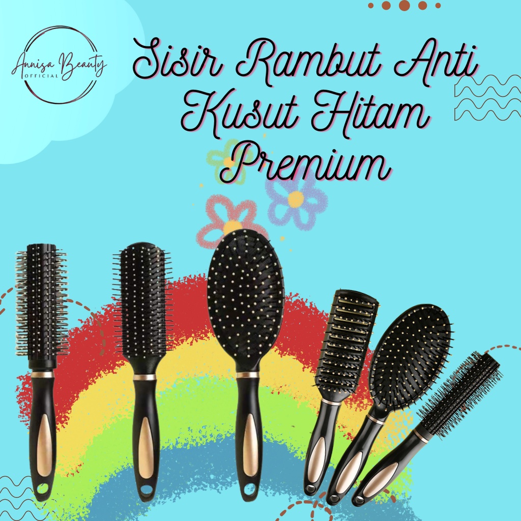 ED - SISIR RAMBUT ANTI KUSUT HITAM PREMIUM / SISIR ANTI KUSUT / SISIR PIJAT KESEHATAN PREMIUM QUALITY/sisir paket isi 3 pcs