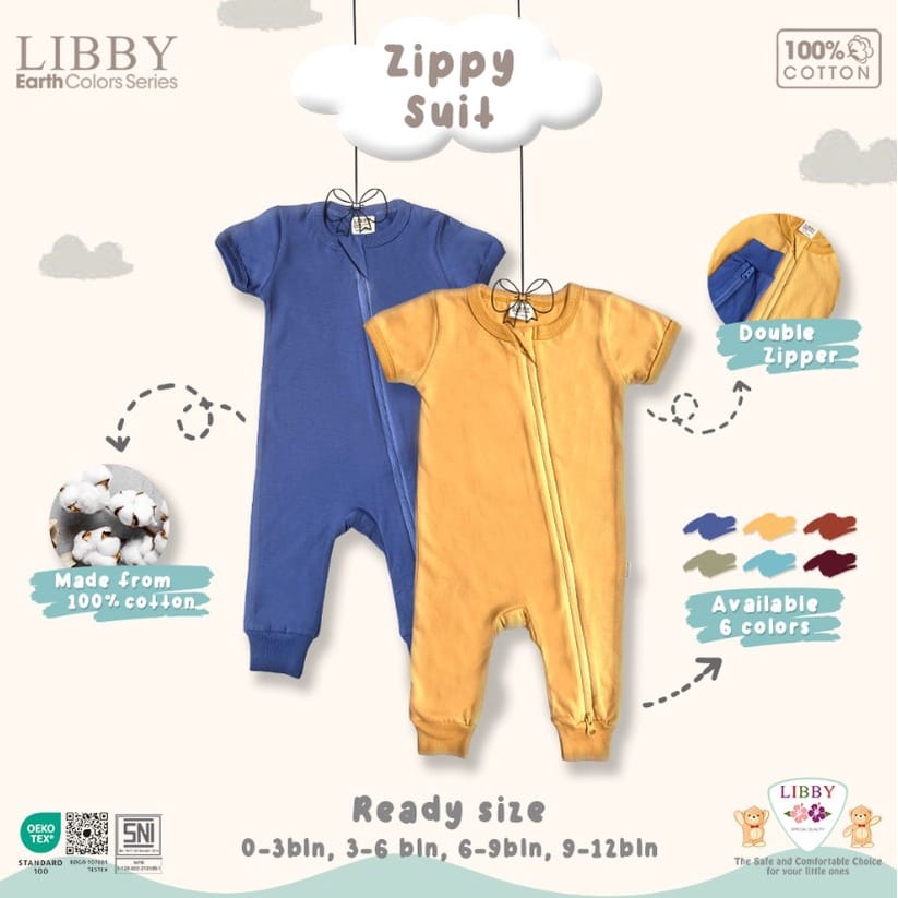 Libby Sleepsuit Zipper Cotton Earth colour