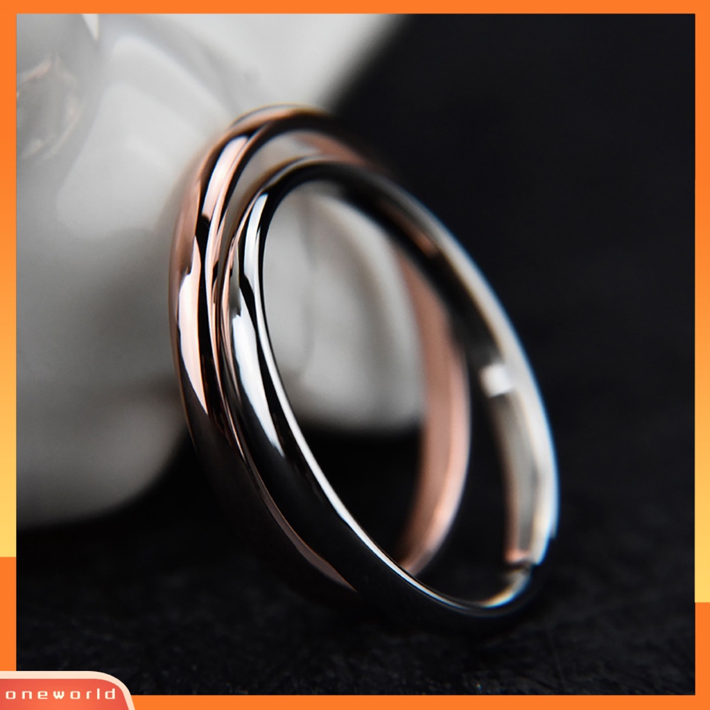 {oneworld} Cincin Couple Serbaguna Bahan Titanium Steel Halus Geometris Jari Cincin Untuk Pesta Perjamuan Ulang Tahun Pertunangan