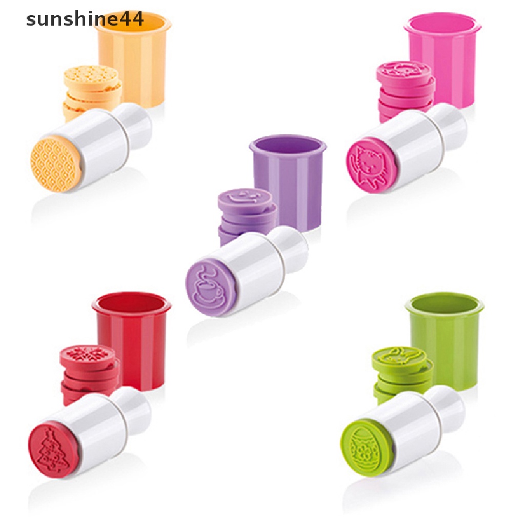 Sunshine 6PCS/Set Kartun Cookies Stamps Cetakan Cookies Plunger Cutter Fondant Dekorasi Kue.