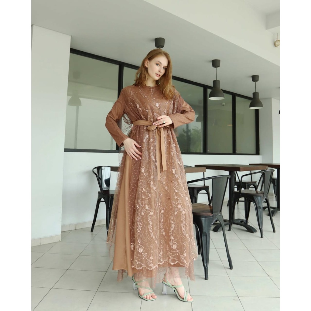 MAXY GRAYSON FASHION PAKAIAN WANITA DRESS GAMIS MAXI GAUN BRUKAT TILE MR