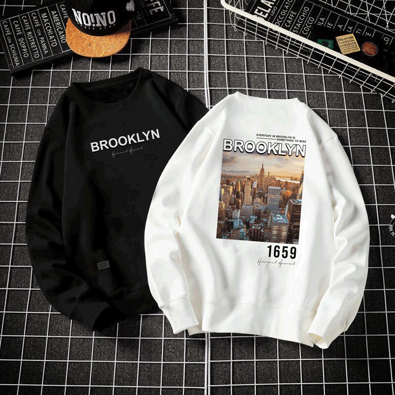 Parisdivarious Sweater Hoodie Sweatshirt Crewneck Brooklyn Gedung Bahan Fleece Size S - XXL (Pria &amp; Wanita)