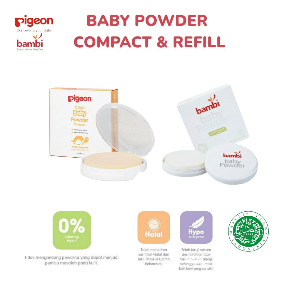 PIGEON Bedak Padat Bayi - Baby Compact Powder Cake Chamomile White 45 Gr - Paraben Free